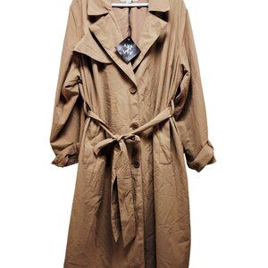 Ava & Viv Womens Tan Belted Trench Coat Size 2X Lightweight Long Sleeve